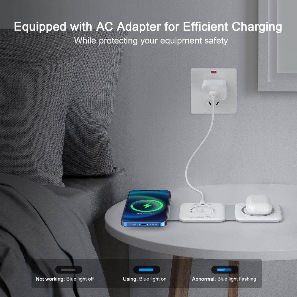 3 in 1 Wireless Charging Station for Multiple Devices for iPhone,iWatch, AirPods